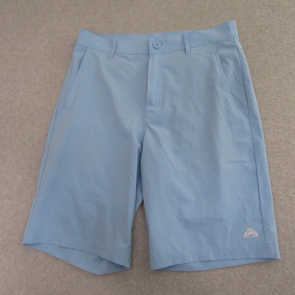 EMS Mens Golf Shorts‎ 32 x 10 Blue Stretch Performance Bermuda Flat Front